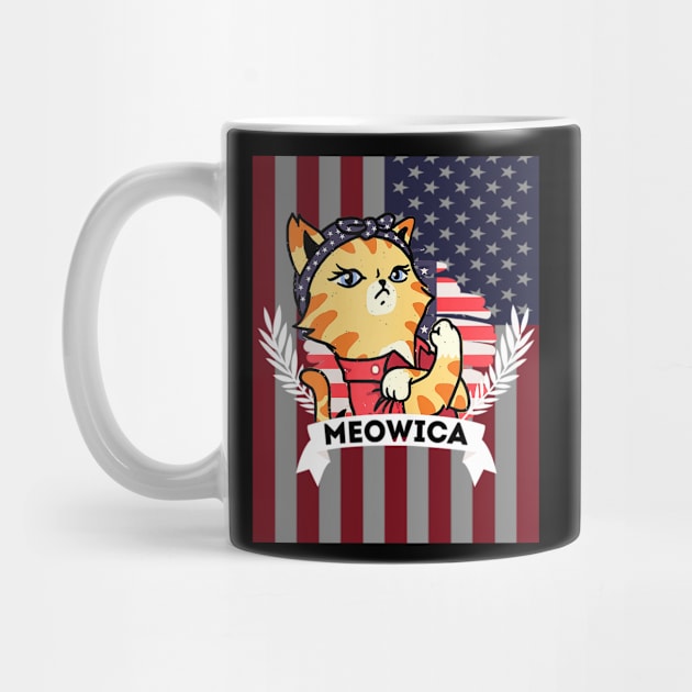 Cat 4th Of July Meowica Merica American Flag by Jannysingle